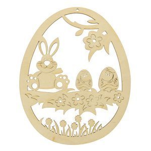 Zawieszka Ozdoba Świąteczna Wielkanoc Jajo Zając Ażurowy Drewniany 15cm 1szt