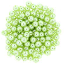 Perła Perły Perełki Szklane Woskowane Zielony Seledynowy 6mm ~20cm ~33szt