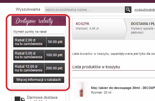 Rabaty na koszyku
