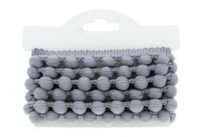 Taśma dekoracyjna z pomponami wypustkami szary 15mm