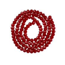 Koraliki Fasetowane Kryształki Szklane Rondelle Czerwony 3.8x3mm