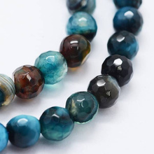 Agat Pasiasty Prussian Blue Kamień Jubilerski Fasetowany kula 6mm