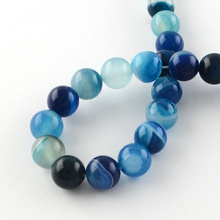 Agat Pasiasty Dodger Blue Kamień Jubilerski gładki kula 4mm