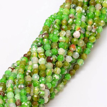 Agat Ognisty Lime Green Kamień Jubilerski Fasetowany kula 4mm