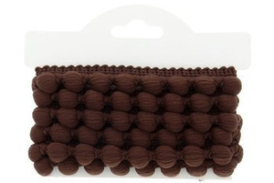 Taśma dekoracyjna z pomponami wypustkami brązowy 15mm