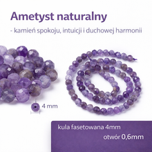 Ametyst naturalny – kamień spokoju, intuicji i duchowej harmonii - kula fasetowana 4mm