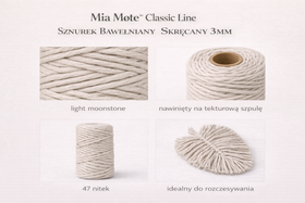 Mia Mote™ Classic Line Sznurek bawełniany skręcany do makramy 3mm light moonstone