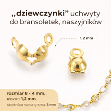 Uchwyt Końcówki łapaczki Dziewczynki Stal Chirurgiczna Złote 8x4mm