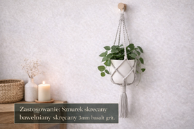 Mia Mote™ Classic Line Sznurek bawełniany skręcany do makramy 3mm basalt grit