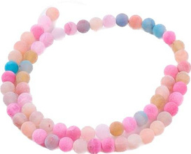 Agat Ognisty Frosted Colorful Kamień Jubilerski gładki kula 6mm