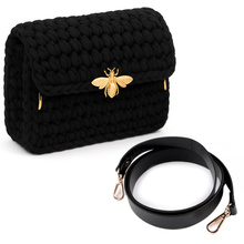 Skórzany Pasek eko skóra Ucha do torebki brązowy złoty 108cm