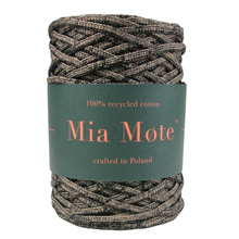 Mia Mote™ ByBag Line Sznurek Poliestrowy płaski bez rdzenia czarny z beżową ciemną nitką 5mm