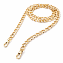 Łańcuszek metalowy z karabińczykami pasek do torebki złoty 10mm 116cm