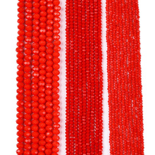 Koraliki Fasetowane Kryształki Szklane Rondelle Czerwony 2.7x1.5mm