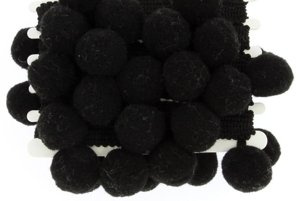 Taśma dekoracyjna gładka z pomponami Pompony Czarny 40mm 10m