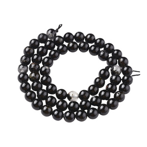 Turmalin Czarny z przerostami - kamień ochrony i stabilizacji - Kula Gładka Koraliki 6mm