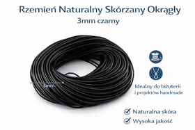 Rzemień Naturalny Skórzany Okrągły 3mm