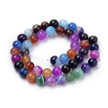 Agat Pasiasty Colorful Kamień Jubilerski gładki kula 6mm