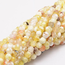 Agat Ognisty Yellow&White Kamień Jubilerski Fasetowany kula 4mm