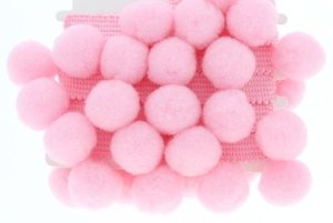 Taśma dekoracyjna gładka z pomponami Pompony Różowy Jasny 40mm 10m
