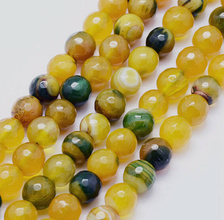 Agat Pasiasty Yellow Kamień Jubilerski Fasetowany kula 6mm