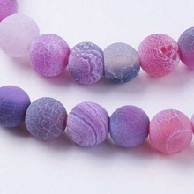 Agat Ognisty Frosted Dark Violet Kamień Jubilerski gładki kula 6mm