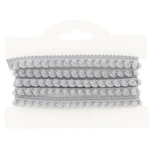 Taśma dekoracyjna z pomponami wypustki szary 9mm