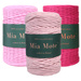Mia Mote™ Zestaw sznurków do makramy – 3x50 m – Sznurek Bawełniany Skręcany 5 mm – Zestaw Różowy Pink Pearl//Morganite/Radiant Orchid