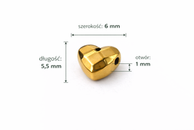 Kamień Jubilerski Hematyt Non-Magnetic Old Gold Serduszko Fasetowane 6x5.5x3mm