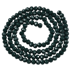 Koraliki Fasetowane Kryształki Szklane Rondelle Butelkowa zieleń 3.8x3mm