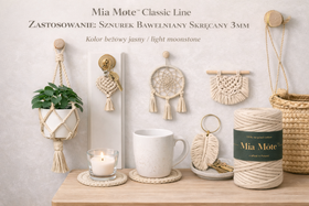 Mia Mote™ Classic Line Sznurek bawełniany skręcany do makramy 3mm light moonstone