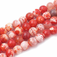 Agat Ognisty Crackle Red - kamień harmonii, odwagi i pewności siebie - kula 8mm