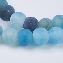Agat Ognisty Frosted Deep Sky Blue Kamień Jubilerski gładki kula 6mm