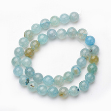 Agat Ognisty Crackle Light Blue Kamień Jubilerski gładki kula 6mm