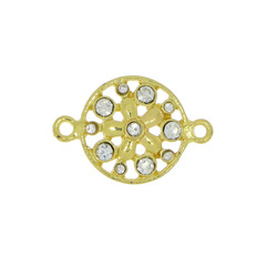 Łącznik przekładka do bransoletek z cyrkoniami Moneta Złoty 27x18mm