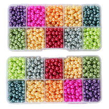 Zestaw Kreatywny Koralików do Rękodzieła Biżuterii / Koraliki Szklane Perełki 5mm ~1900szt / Organizer / Gumka Szpulka