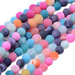 Agat Ognisty Frosted Colorful Kamień Jubilerski gładki kula 6mm