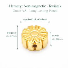 Kamień Jubilerski Hematyt Non-Magnetic Golden Kwiatek 6x3mm