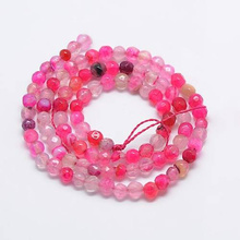 Agat Hot Pink Kamień Jubilerski Fasetowany kula 4mm