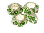 Beads do Rzemienia z Cyrkoniami Green 11x6mm 1szt