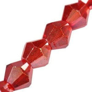 Koraliki Bicone Kryształki Szklane Szlifowane Czerwony AB 6x6mm 19cm ~33szt