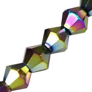 Koraliki Bicone Kryształki Szklane Szlifowane Tęczowy Crystal Platerowane 7x6mm 19cm ~32szt