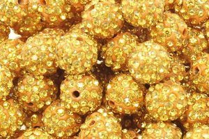Koraliki Shamballa Disco Ball Gold Orange 10mm 1szt