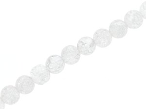 Koraliki Szklane Crackle Kula Biały Crystal 6mm 80cm ~132szt Sznur