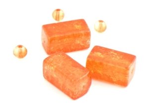 Koraliki Szklane Crackle Prostokąt Pomarańczowy 10x18mm 2szt