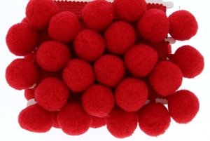 Taśma dekoracyjna gładka z pomponami Pompony Czerwony 40mm 10m