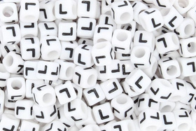 Alfabetyczne Koraliki Akrylowe Kostka Zestaw Kostki Literki "L" 7x7mm 30szt