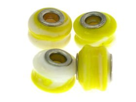 Beads Koraliki Przekładki Modułowe do Rzemienia Lampwork żółty 15mm 5szt