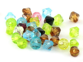 Koraliki Akrylowe Diamentowane Bicone Mix Kolorów 16mm 6szt