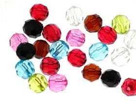 Koraliki Akrylowe Kryształki Szlifowane Kula Mix Kolorów 10mm 30g 66szt